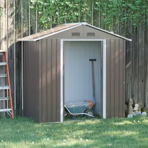 Outsunny 6.5x3.5ft Metal Garden Shed for Garden and Outdoor Storage, Grey