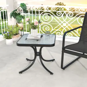 Costway 50cm Square Patio Table In/Outdoor Compact Metal Side Table w/ Tempered Glass Top