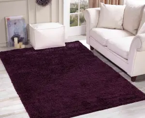 Serdim Rugs Plain Living Room Shaggy Area Rugs Violet 200x290 cm