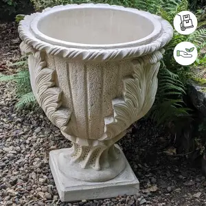 Extra Large White Cast 'New Leaves' Pot With Stylish Leaf Design