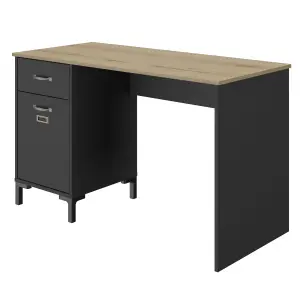 Diagone Oak & Black Finish Desk