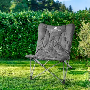 Butterfly Camping Folding Chair with Oversized Padded Moon Chair - Grey