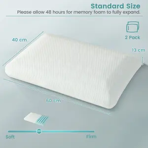 Costway 2 Pcs Gel Memory Foam Pillow Set 3D Cutting Air Flow Cooling Pillows