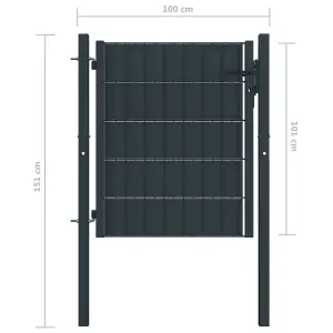 Berkfield Fence Gate PVC and Steel 100x101 cm Anthracite