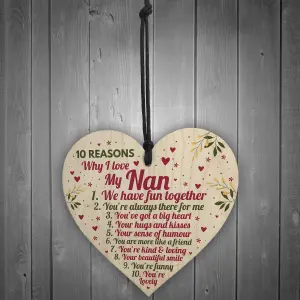 Red Ocean Reasons Why I Love My Nan Mothers Day Gift For Her Nan Birthday Gifts Thank You Plaque Keepsake Sign