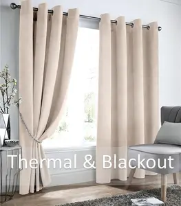 Velvet Blackout 66" x 72" Cream (Ring Top Curtains)