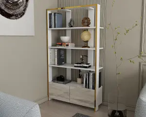 Decorotika Elena Bookcase Bookshelf Display Unit with Two Cabinets