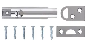 Smith & Locke Chrome-plated Silver Chrome effect Brass Flush Surface Door bolt N266 (L)64mm (W)15mm