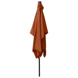 Berkfield Parasol with LEDs and Steel Pole Terracotta 2x3 m