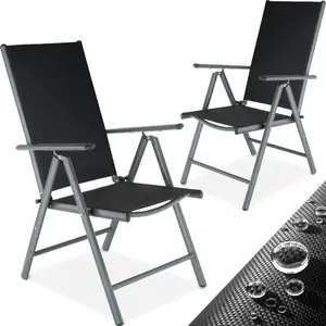 Garden Chairs Marilena - Set of 2, folding, aluminium, 7-position adjustable backrest - anthracite