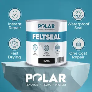 Polar Felt Seal Paint Clear 2.5L, Instant Waterproof Roof Sealant for All Felt Roofs