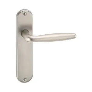 URBNLIVING 184mm Length 2 Pcs Rouen Metal & Satin Nickel Lever Latch Door Handles Plain Set