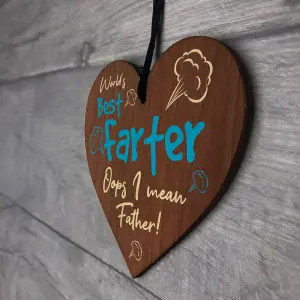 Red Ocean Funny Fathers Day Sign From Daughter Son Wood Heart Novelty Gift For Dad