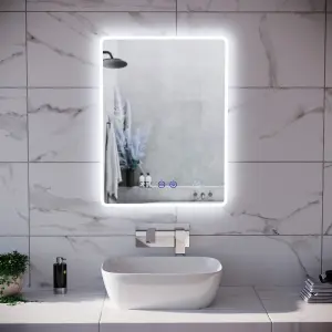 Nes Home Bathroom LED Mirror Bluetooth With Digital Clock 500 x 700mm Touch Switch