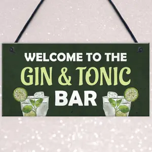 Gin And Tonic Bar Home Bar Man Cave Kitchen Sign Gift For Her Gin Gift