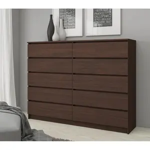 Sideboard, Chest Of Drawers 10 Drawers, Contemporary Chest Of Drawers, Modern Living Room Furniture 121 x 120 x 40 cm Dark Brown