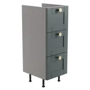 Ashford Matt Kombu green Shaker Freestanding 3 drawer Base unit (W)295mm (H)820mm