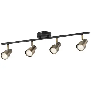 Noah 4 Bar Black and Antique Brass Spotlight