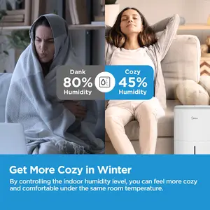 Midea 20L/Day Electric Laundry Dehumidifier for home 52m² removes Mould Damp Odour - Low energy