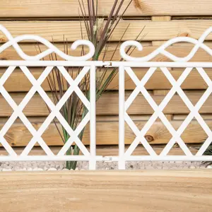 Pack of 3 27cm White Plastic Garden Patio Lawn Border Fence Edging