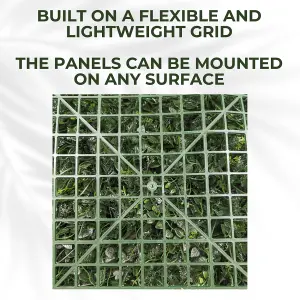 Artificial Plant Flower Living Wall Panels Realistic - Lowther Green - Indoor / Outdoor - 1m x 1m - Home, Garden, Office