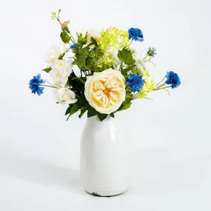 Blooming Artificial - 50cm / 1.75ft Blue / Cream Artificial Cottage Garden