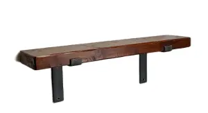 Reclaimed Wooden Shelf with Bracket Bent Down 9" 220mm - Colour Dark Oak - Length 210cm