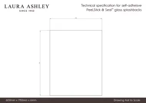 Laura Ashley Lisette White Silhouette Floral Glass Splashback, (H)750mm (W)600mm (T)6mm