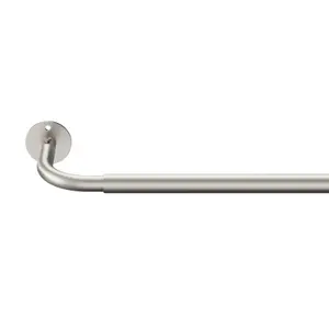 GoodHome Athens Satin Grey Nickel effect Extendable Single curtain pole set, (L)1200mm-2100mm (Dia)19mm