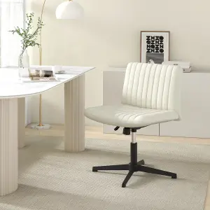 COSTWAY Criss Cross Legged Chair Home Office Chair w/ Wide Padded Seat