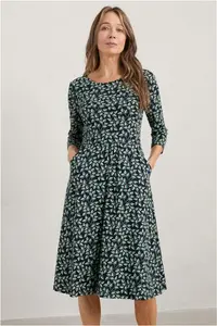 Women's Seasalt S/S April Dress - Sweet Leaves Maritime Stem - UK: 8