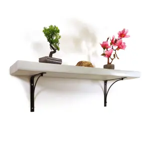 Wooden Rustic Shelf with Bracket BOW Black 220mm 9 inches Antique Grey Length of 240cm