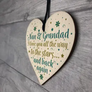 Red Ocean Nan And Grandad Gifts Hanging Heart Sign Birthday Christmas Cards Xmas Grandparent Gifts