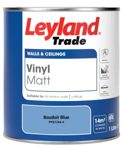 Leyland Trade Vinyl Matt Walls & Ceilings Emulsion Paint Boudoir Blue (PPG1244-4) 1L