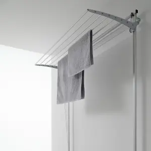 Wall 100, Wall mounted upright dryer, retractable and foldable, Grey 108x137x52 cm