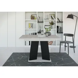 Extendable Dining Table Alekzander Light Grey/Black