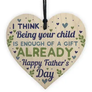 Red Ocean Fathers Day Funny Gifts Wooden Heart Sign Present From Daughter Son Fathers Day Card