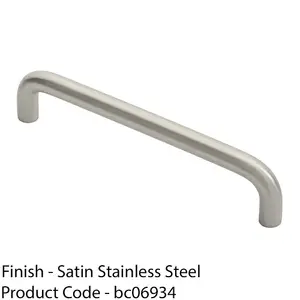 D Shape Cabinet Pull Handle 10mm - 160mm Fixing Centres Satin Stainless Steel