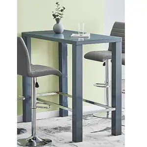 Jam Rectanuglar Glass Grey Bar Table With 4 Ripple Grey Stools