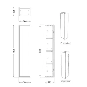 Grasmere Tall Matt Grey Single Wall-mounted Bathroom Cabinet (H)129.5cm (W)30cm