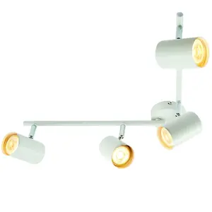 4 Way Adjustable Ceiling Spotlight Matt White Quad GU10 Kitchen Bar Downlight