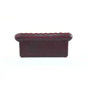 Chesterfield 2 Seater Antique Oxblood Real Leather Tufted Buttoned Sofa Settee In Classic Style