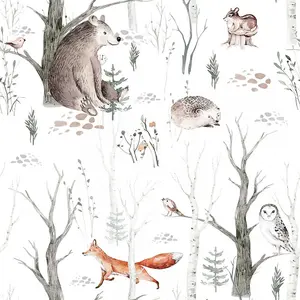 Forest Friends Wallpaper In Earthy Tones