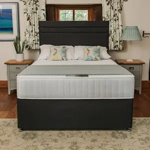 Windsor Extra Firm High Density Foam Supreme Divan Bed Set 4FT6 Double 2 Drawers Side - Naples Slate