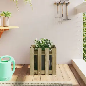 Berkfield Garden Planter with Fence Design 40x40x40 cm Impregnated Wood Pine