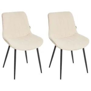 Set of 2 Dining Chairs DUBROVNIK Boucle Light Beige