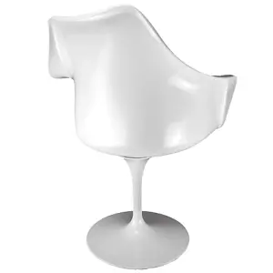 White Tulip Armchair with Grey PU Cushion