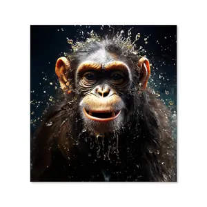 Realistic Monkey Face Splashart Premium Glass Kitchen Splashback W900mm x H650mm