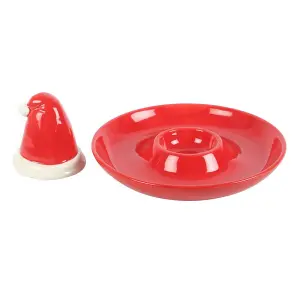 Something Different Chip And Dip Santa Hat Dish Red/White (One Size)