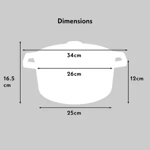 Cast Iron Casserole Dish 26cm Oven Proof Enamelled Pan with Lid